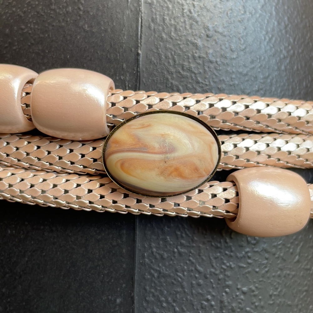 Vintage Pink Beaded Boho Western Cowgirl Chain Belt - Picture 7 of 9